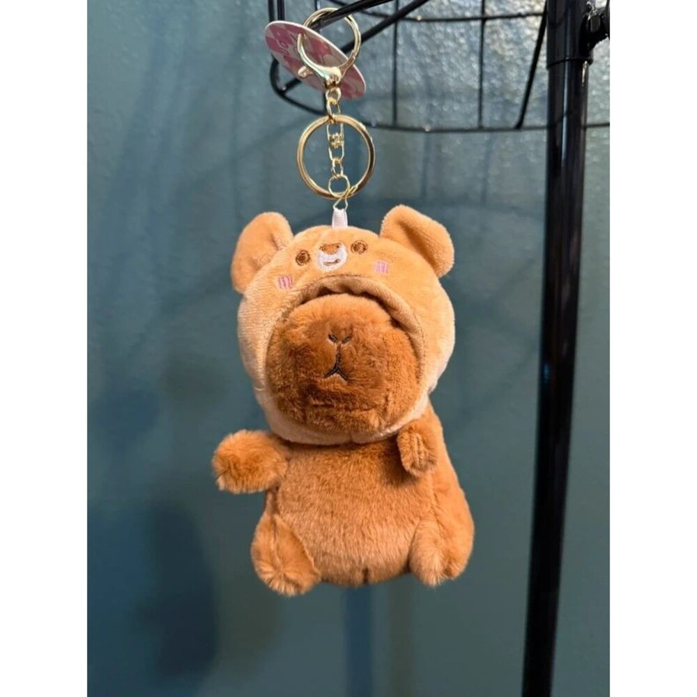 Capybara Plush Purse Charm Keychain | Teddy Bear Hat | NWT